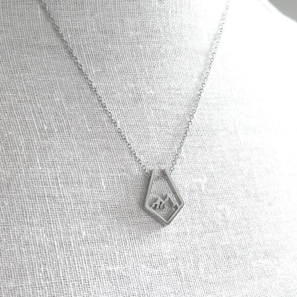 Mountain Skyline Pendant Necklace in Silver - Picture 4 of 5